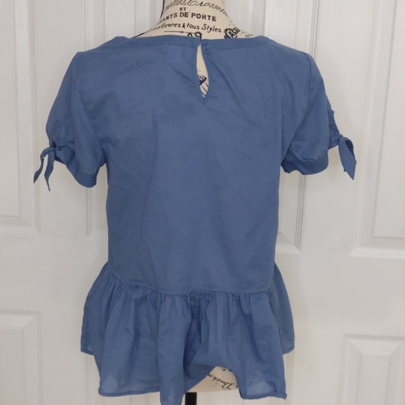 J. Crew Blue Blouse Peplem Hem Size 4 - Picture 7 of 10